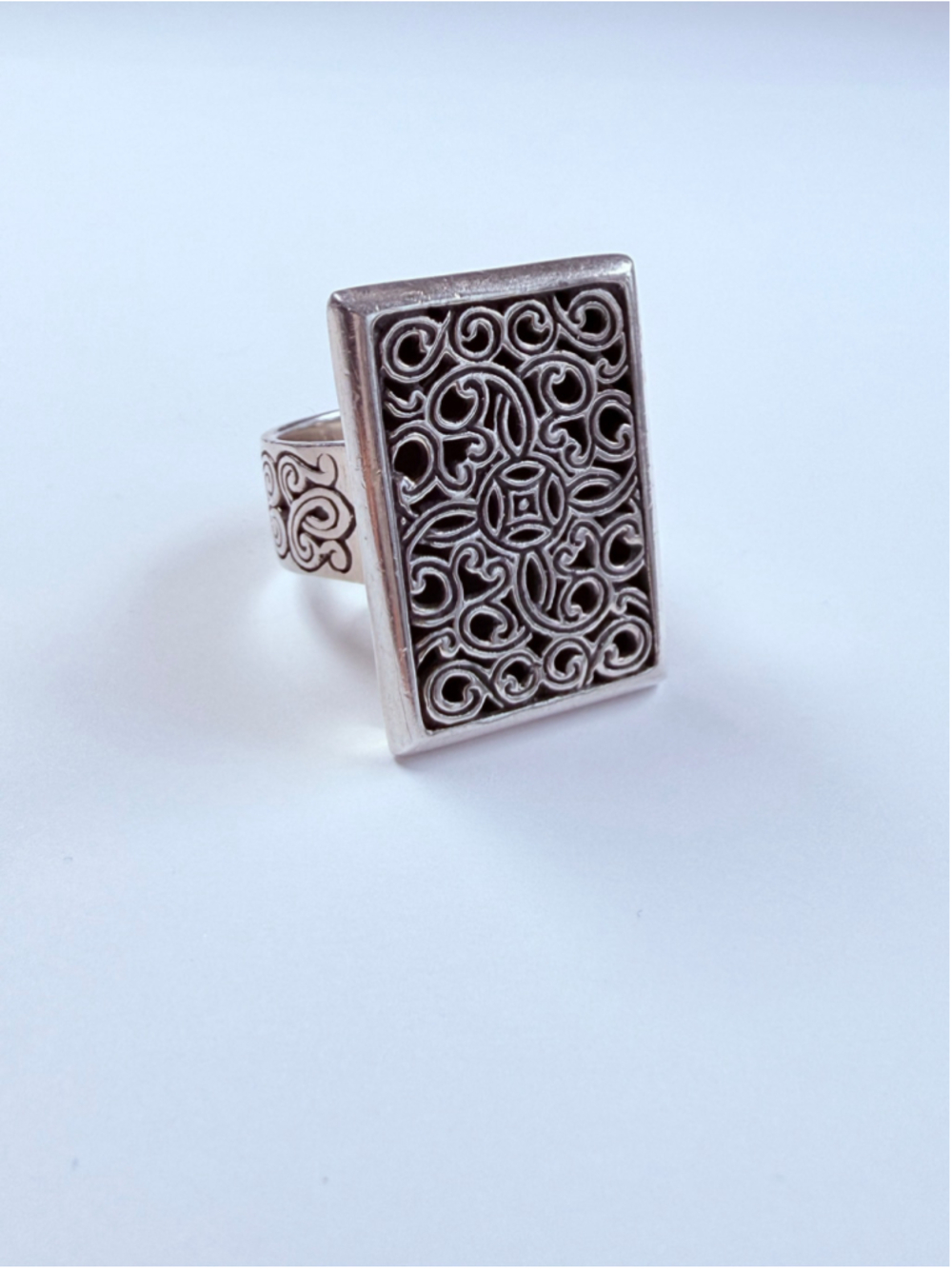 Brighton Serendipity Ornate Scroll 925 Sterling Silver Rectangular Heavy Ring